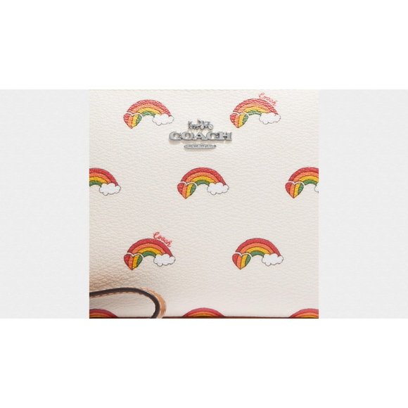 New Coach CJ657 Nolita 19 With Rainbow Print Wristlet Clutch Chalk Multi - Picture 5 of 6